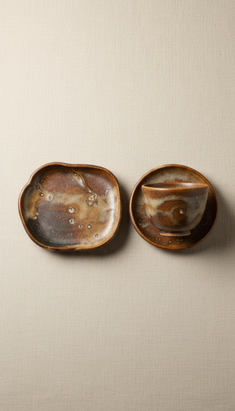Textured Porcelain Tea Serving Tray