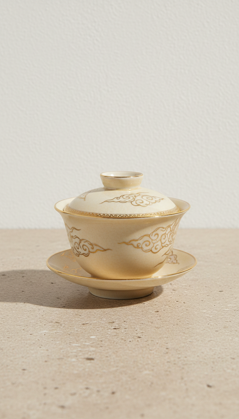 Porcelain Fair Cup With Ripple Texture